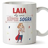 MUGFFINS Tazas Personalizadas para SUEGRA - En Catalán - Ets Súper! - 11 oz / 330 ml - Regalo personalizable original y divertido