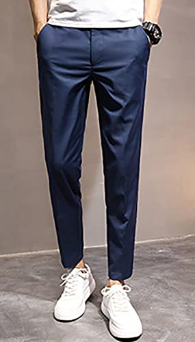 Utcoco Men's Cropped Suit Pants Slim-Fit Ankle Length Dress Pants (38, Dark Blue) #TOP1