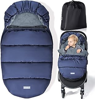 Orzbow Universal Footmuff for Pushchair with Bag,Waterproof Cosy Toes for Baby Buggy Pram Stroller with Adjustable Hood,Polar Fleece Liner,Machine Washable and Removable Winter Pushchair Liner (Blue)