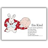 16 Stück Baby Klappkarte, gefaltete Grußkarte zur Geburt, Taufe im Set mit Umschlägen: DIN A6 gefaltet, Papier 260gr, Motiv außen hochglanz kaschiert; inkl. weißem, gefüttertem C6 Briefumschlag, Kuvert jede Grusskarte wird Ressourcen schonend und Umwelt freundlich im Sinne von Zero Waste individuell für Sie produziert.