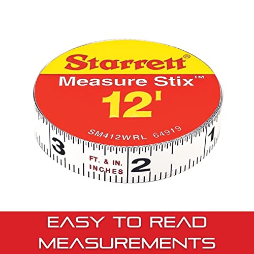 Starrett Tape Measure Stix With Adhesive Backing - Mount To Work Bench, Saw Table, Drafting Table - 1/2" X 12', English Metric, Right-Left Reading - Sm412Wrl #TOP3