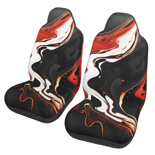 Housses de siège de voiture marbre noir et rouge haut de gamme pour intérieur universel