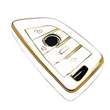 FEYOUN Key Fob Cover Compatible with BMW 2 3 5 6 7 M Series, X1 X3 X4 X5 X6 X7 Smart TPU Remote Keyless Key Fob Case Protection Shell Accessories, White