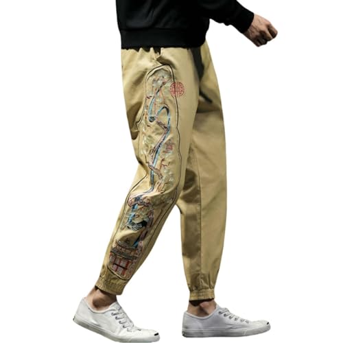 Pantalon de jogging jacquard brodé pour homme en coton premium