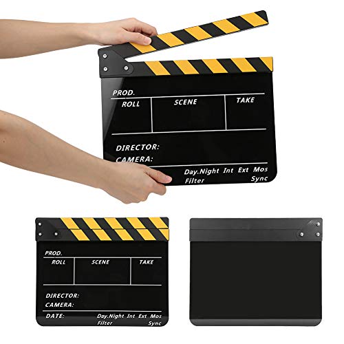 Clap de cinéma magnétique en acrylique avec tableau noir à rayures