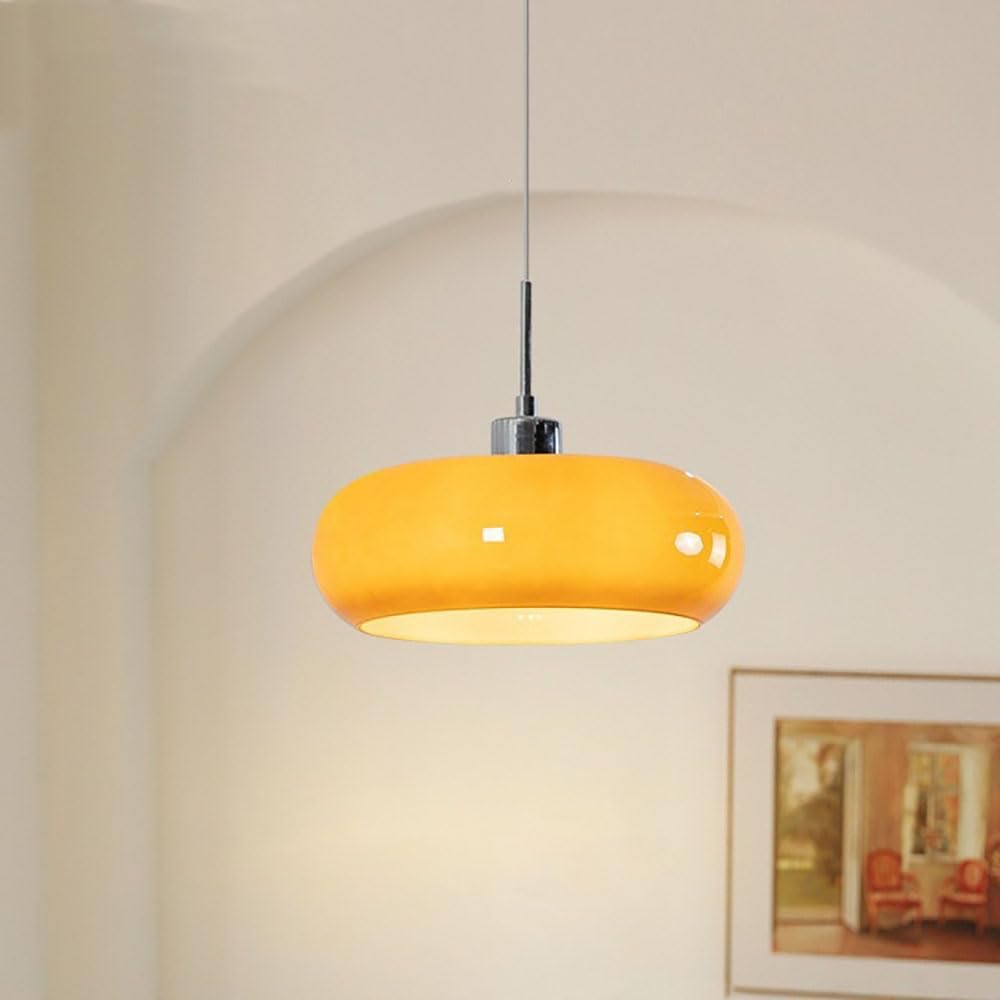 Suspension en verre d'exception ronde 28 cm style milieu de siècle pour chambre