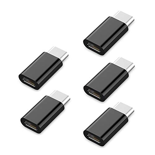 Aunye USB Adapter, 5 Pack USB-C Type-C to Micro USB Data Charging Adapter Datenladung Ladekabel Kompatibel mit Samsung Galaxy S9/S9 Plus (Schwarz) Cover