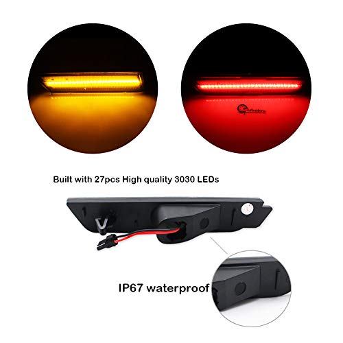 GTINTHEBOX Smoked Lens Front Rear Full Side Marker Lights for 2010-2015 Chevy Camaro (Front: Amber, Rear: Red)