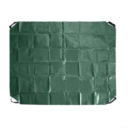 Bolsa de basura de jardín, plegable, de polietileno con 4 asas, resistente al desgarro, para compostaje, cubierta de arenero, huella de camping, verde, 1,98 x 1,98 m