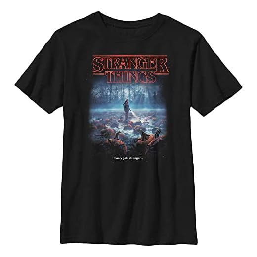 Stranger Things Strange Pumpkins-Camiseta de Manga Corta, Negro, Talla única Unisex niños
