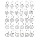 GLSTOY 30 Stück Edelstahl Nummernschilder Rund mit Schlüsselring zur Schlüsselorganisation und Schlüsselverlustprävention für Zuhause und Fahrradvermietung