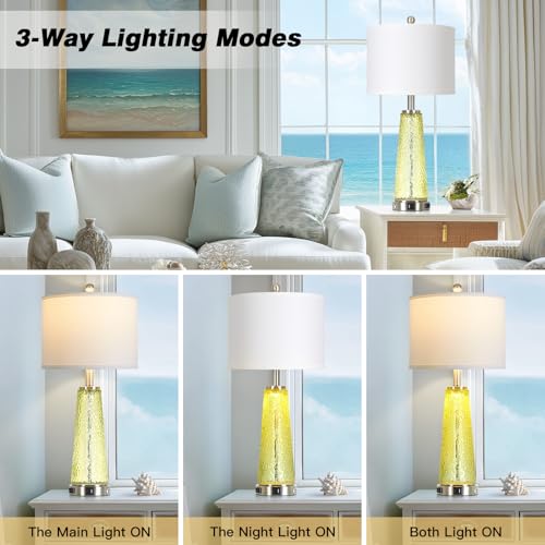 26" Tall Coastal Table Lamps for Living Room, Bedside Lamp for Nightstand — view 5