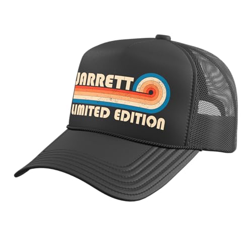Jarrett Retro 70s 80s Sunset Stripe Trucker Hat with Adjustable Mesh Back, Black