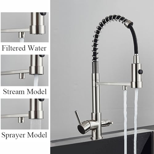 Robinet de cuisine pivotant 360 en acier inoxydable brossé durable