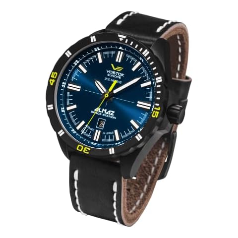 Vostok Europe Almaz Space Station Automatic Men's Watch with Leather Strap Date 320C257 Cover