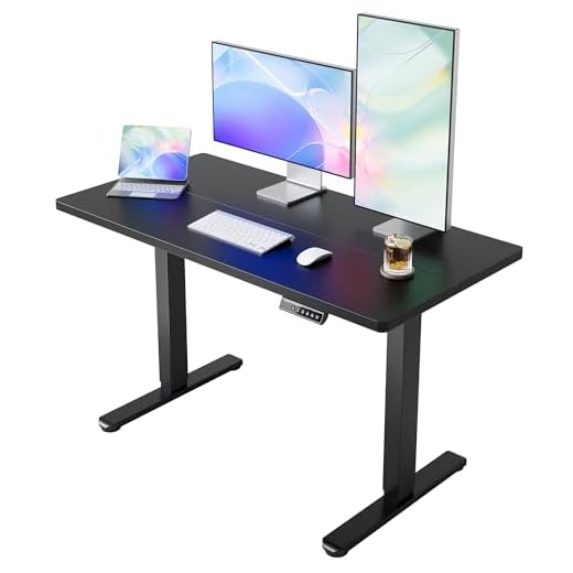 HUANUO Electric Standing Desk,48" x 24" Height Adjustable Desk, 4 Memory Height Settings, Sit to Stand Up Desk for Home Office, with Headphone Hook, Cable Manager, Black