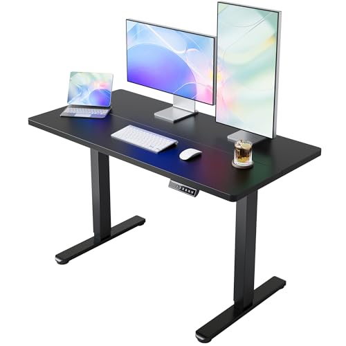 HUANUO Electric Standing Desk,48' x 24' Height Adjustable Desk, 4 Memory Height Settings, Sit to Stand Up Desk for Home Office, with Headphone Hook, Cable Manager, Black