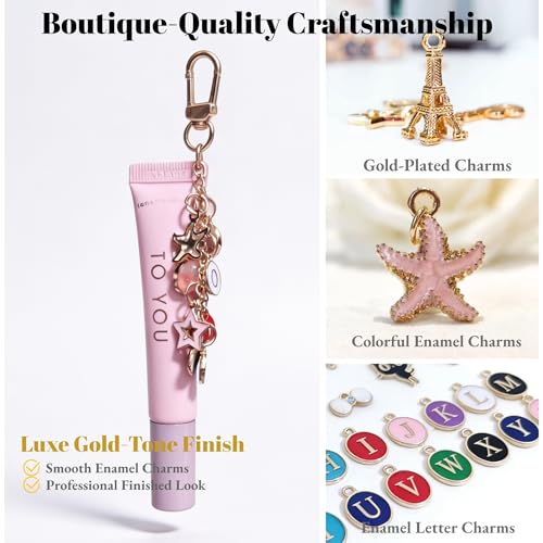Image of Kupor DIY Keychain Making Kit - Assorted Gold Enamel Charms, Storage Box, Instruction, 30-Min Quick Make, Bag Charms & Keychain Charms, Eco-Friendly, Craft Lovers, Ideal Gift for Any Festival