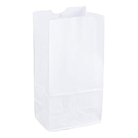 Perfect Stix - Kraft White Bag 6-200 6lb Kraft White Paper Bags- Pack of 200ct, White Bags