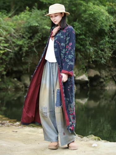 LZJN Women's Trench Coat Floral Print Jacket Cottagecore Clothing Casual Plus Size multicolored Outerwear3