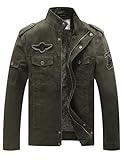 WenVen Men's Military jacket Insulated Warm Winter Puffer Coat Warm Windbreaker Fleece Lined Jacket (Army Green,L)