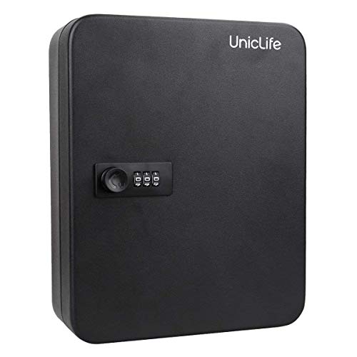 Uniclife 48 Key Cabinet Steel Security Lock Box with Combination Lock-Black