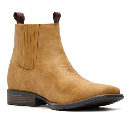 IUV Cowboy Boots For Men Square Toe Ankle Boots Western Chelsea Boot Casual Dress Slip On Men Shoes2