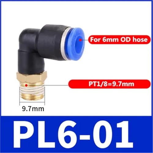 Conector neumático de codo PL y rosca manguera en forma de L para distribución de aire comprimido 3