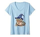 Photo Gallery donna toad frog indossare mago cappello goblincore divertente maglietta con collo a v Photo Gallery donna toad frog indossare mago cappello goblincore divertente maglietta con collo a v