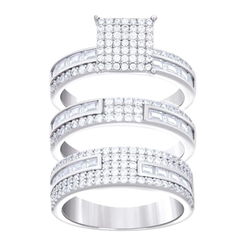 Bague en argent sterling 925 sertie de zircones cubiques rondes taille 8 femme