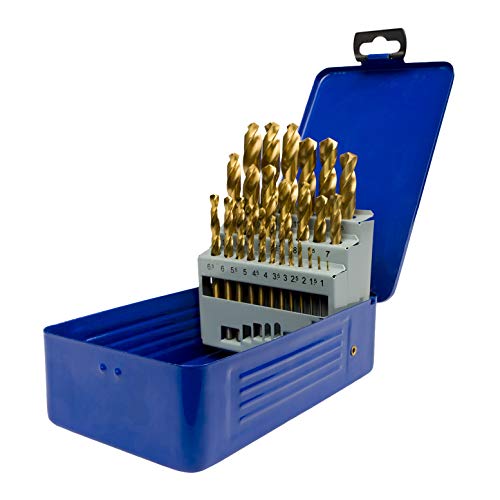 UK Drills HSS Titanium Coated Drill Bit Set 25 Pieces Jobber 1.0mm to 13.0mm, 25pcs - 1-13mm (Titanium coated)