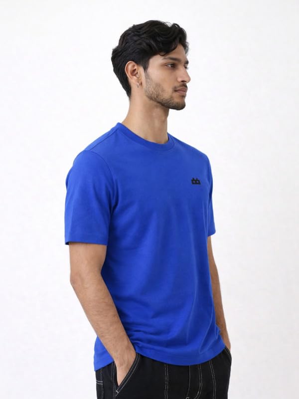 Image of Men 100% Cotton Regular Fit Round Neck Half Sleeve Solid T-Shirt Combo Pack of 3 | 180 GSM Double Bio-Washed | Breathable Soft Touch Everyday Wear | Maroon + Royal Blue Accent