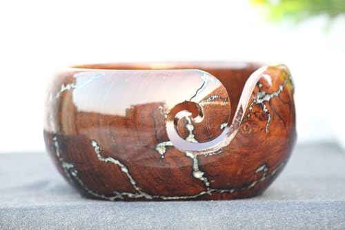 Image of Handmade Yarn Bowl Wooden - Yarn Holder Storage Bowl - Yarn Bowl for Knitting 7 inch x 4 inch inch - Best Gift for Knitters (Large)