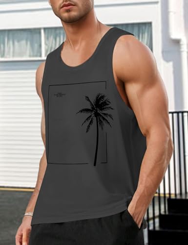 Mens Tank Tops Summer Beach Vacation Sleeveless Shirts Casual Palm Graphic Muscle Gym Workout Tank Top3
