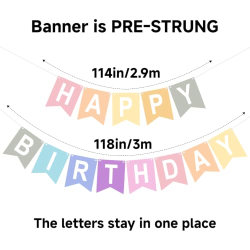 Image of Happy Birthday Banner Party Banner NO DIY Birthday Sign Pastel