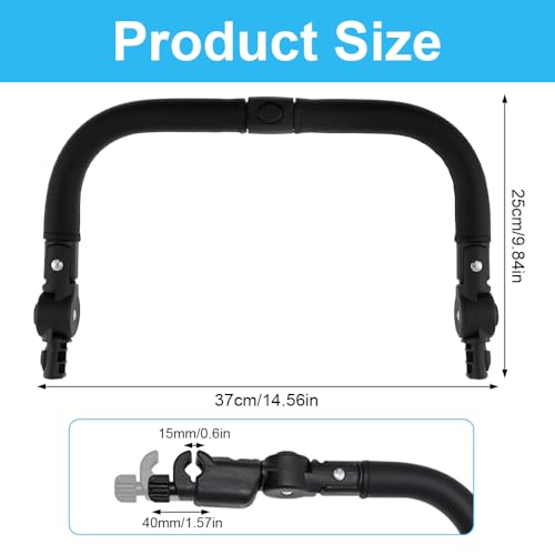 Miniatura 2 de Fiotha Barra De Parachoques Para Cochecito, Parachoques Para Cochecito, Barra Universal Para Coche Para Bebé, Manillar Ajustable Para Silla De Paseo, Accesorios Para Baby Carrito De Bebé Negro