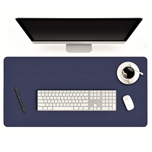 24 X 36 Inch Multifunctional Office Felt Desk Pad Desk Cover Leather Mat Blotters Table Protector on Top of Desks Large Laptop Computer Gaming Keyboard Mouse Pad Organizer for Women Waterproof Blue