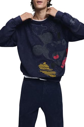 Desigual Herren Sweat_Masterpiece Cutted Sweatshirt, blau, M