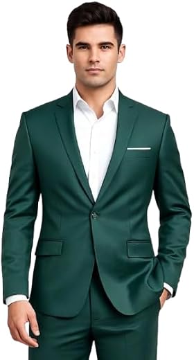 Darbar In Men's Green Slim Fit Blazer, Single Button Formal Blazer