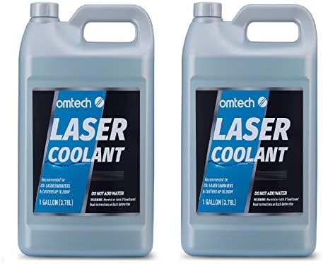 OMTech CO2 Laser Coolant Non Conductive Liquid Cooler Heat Transfer Fluid for Laser Engraver Water Chiller, Prediluted Antifreeze Coolant for Laser Tubes, 2×1 gal Transparent Water Cooling Solution