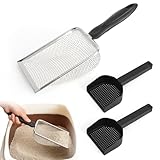SLIAXINT 3 Stück Katzenstreu Schaufel Hamster Siebschaufel, 3.8mm Porengröße Katzenklo Schaufel Scoop Katzenstreuschaufel Metall Cat Litter Sandsieb für Hamster Sand, Vogelsand, Reptilienkot