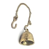 Brass Hanging Bell Vintage Metal Antique Finish Decorative Bells Chain and Hook for Gates, Home, Off