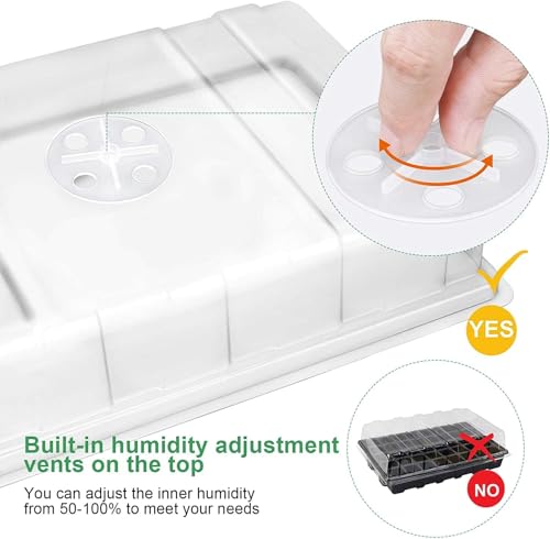 MIXC Seedling Trays Seed Starter Tray, 5-Pack Mini Propagator Plant Grow Kit Greenhouse with Humidity Vented Domes and Base for Seeds' Starting (40 Cells Per Tray, Total 200 Cells), Black by MIXC - Image 5