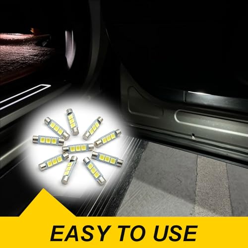Kit de 10 luces LED para espejo y techo auto 12V blanco miniatura 7