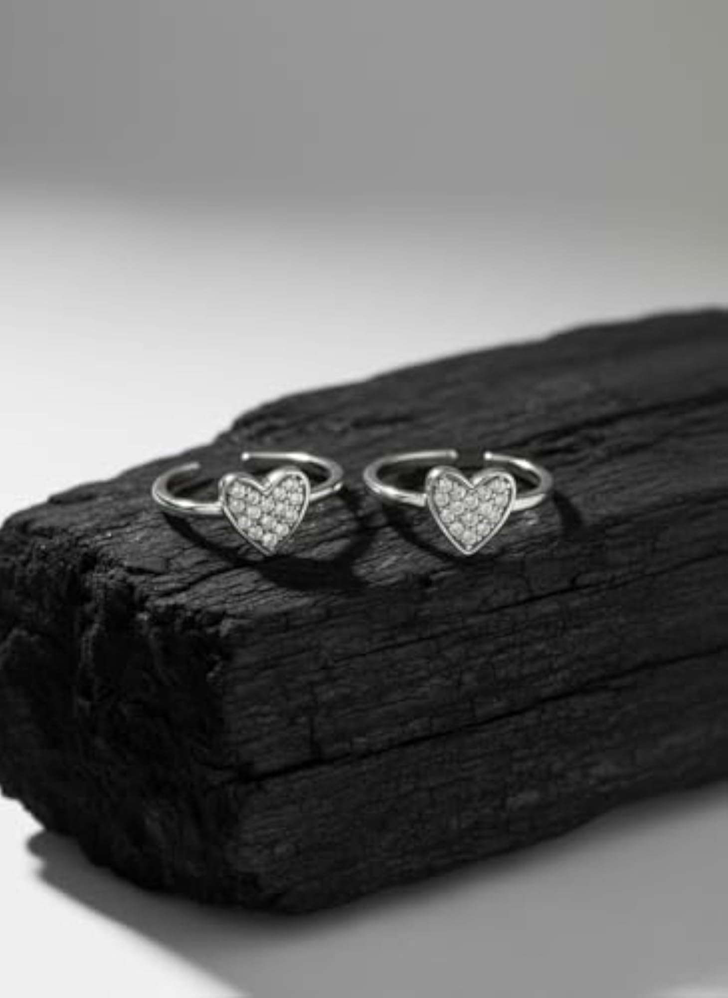 Women's 925 Sterling Silver Heart Shape CZ Adjustable Toe Rings