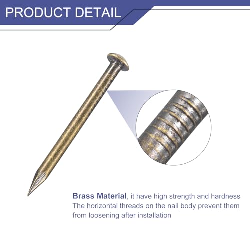 uxcell 40 piezas clavos pequeños de latón 1.5mm x 20mm para madera, tornillos decorativos tono bronce miniatura 3