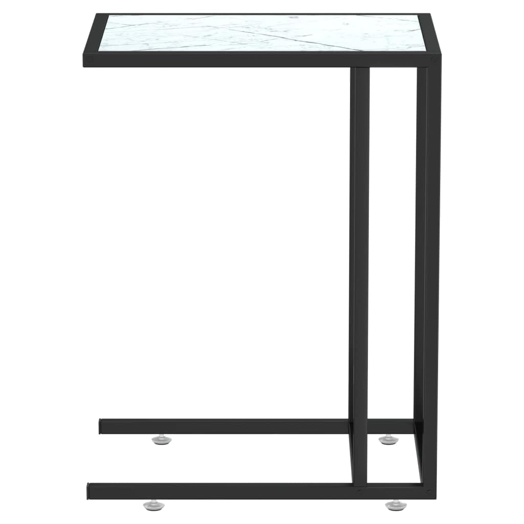 Stolik pomocniczy pod komputer, biały marmur 50 x 35 x 65 cm, stolik kawowy ze szkła hartowanego, nowoczesny stolik nocny do salonu, sypialni, elegancki stolik pod telefon, mały