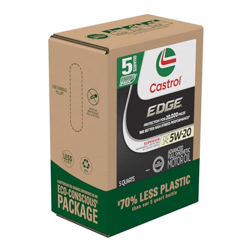 Image of Castrol EDGE 5W-20 Advanced Full Synthetic Motor Oil, 5 Quarts, Eco Pack