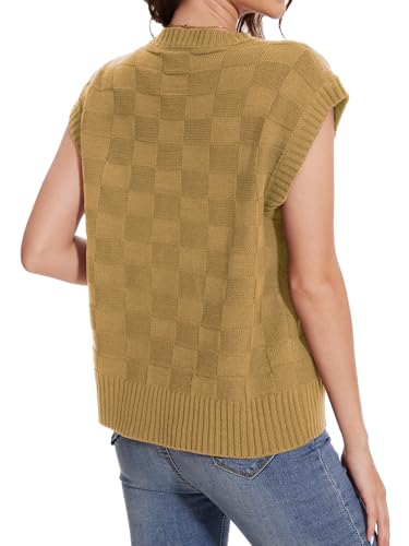 Image of Dimur Womens Sweaters Sleeveless Summer Tank Tops Casual Knit Sweater Vest Crewneck Loose Fit Pullover 2025