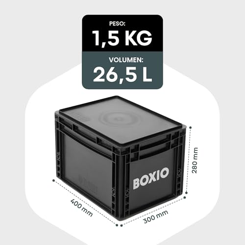Miniatura 2 de Boxio-Solo: Caja De Almacenamiento Con Tapa - Eurobox 40x30 X 28 Cm - Caja De Transporte De Plástico Perfecta Para Camping, Barco O Jardín - Apilable Con Otras Cajas Apilables
